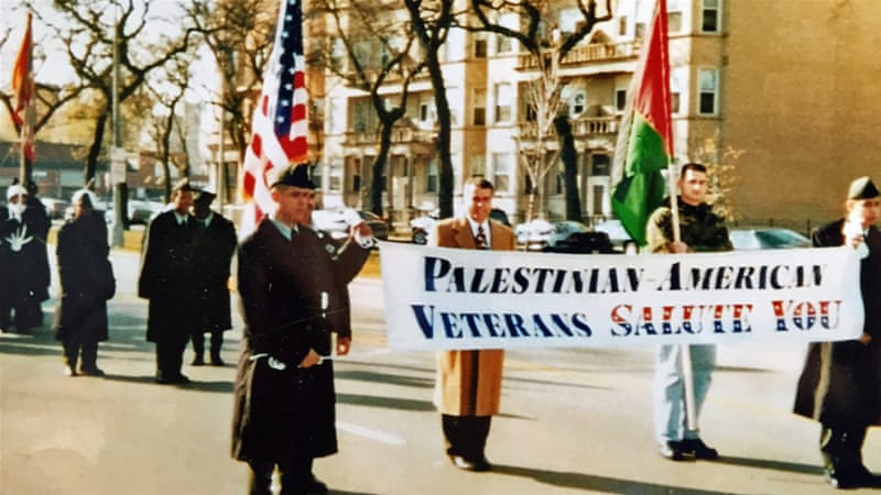 Arab American Kayyed Hassan leads a parade honoring Arab Americans who's served in the U.S. Military. Photo courtesy of Kayyad Hassan